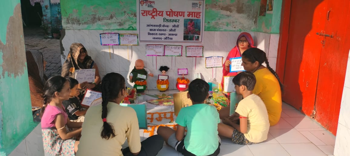 छठवां राष्ट्रीय पोषण माह:केंद्र पर श्री अन्न के बारे में पोषण गतिविधि की जानकारी डेमो