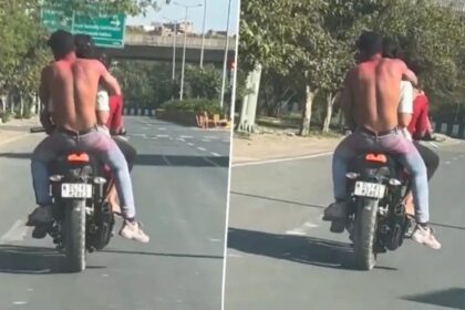 Viral Video: लड़की को बाइक पर बीच में बैठाकर ‘अश्लील हरकत’ करने लगा लड़का, पुलिस ने काटा 24500 का चालान