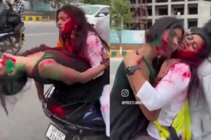 होली पर दो लड़कियों ने स्कूटी पर किया अश्लील डांस, पुलिस ने काटा 33000 का चालान