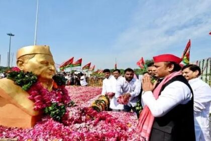 सपा के संस्थापक मुलायम सिंह यादव की दूसरी पुण्यतिथि मनाई:सपा और कांग्रेस के बीच जारी रहेगा गठबंधन:अखिलेश यादव
