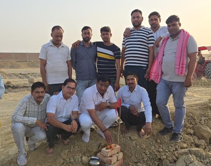 कान्हां गौशाला का अछल्दा में भूमि पूजन:18 बीघा में बनेगा गौआश्रय के साथ वायो गैस प्लांट